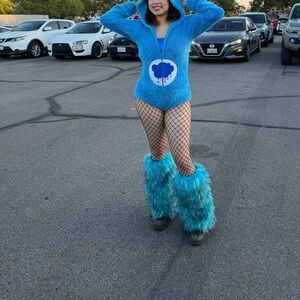 Blue Furry Leg Warmer